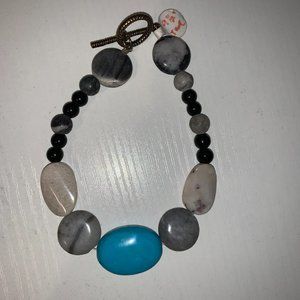 9 1/2" Long Marble and Turquoise Anklet Or Bracelet